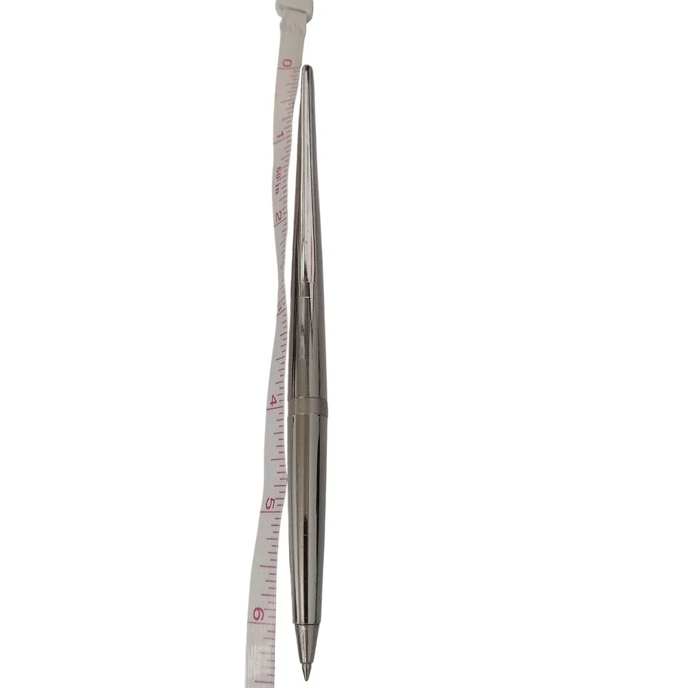 Vintage Chrome Tapered Ballpoint Pen Sleek Silver Tone Twist Action Writing Tool